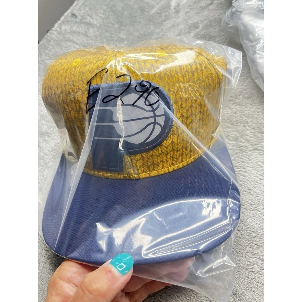 Adidas Indiana‎ Pacers NBA Snapback Hat Yellow Blue Knit Pattern Flat Brim Cap
